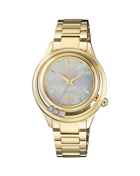 Gold Diamond Watch With Mother Of Pearl Dial